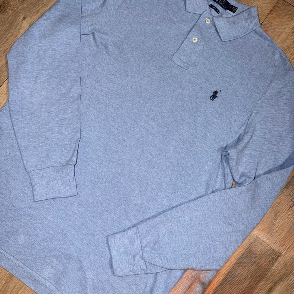 Polo Ralph Lauren Classic Fit Long Sleeve Polo Shirt – Light Blue – Size S - Picture 4 of 8